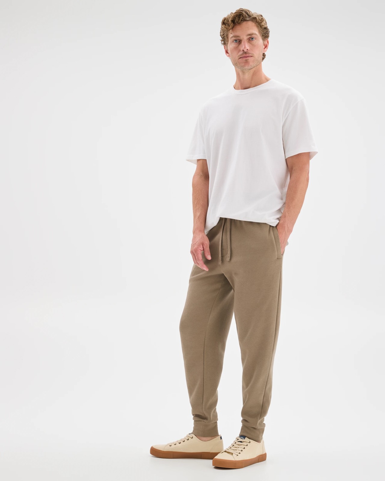 Australian Cotton Blend Cuffed Trackpants - Mushroom 4 of 5