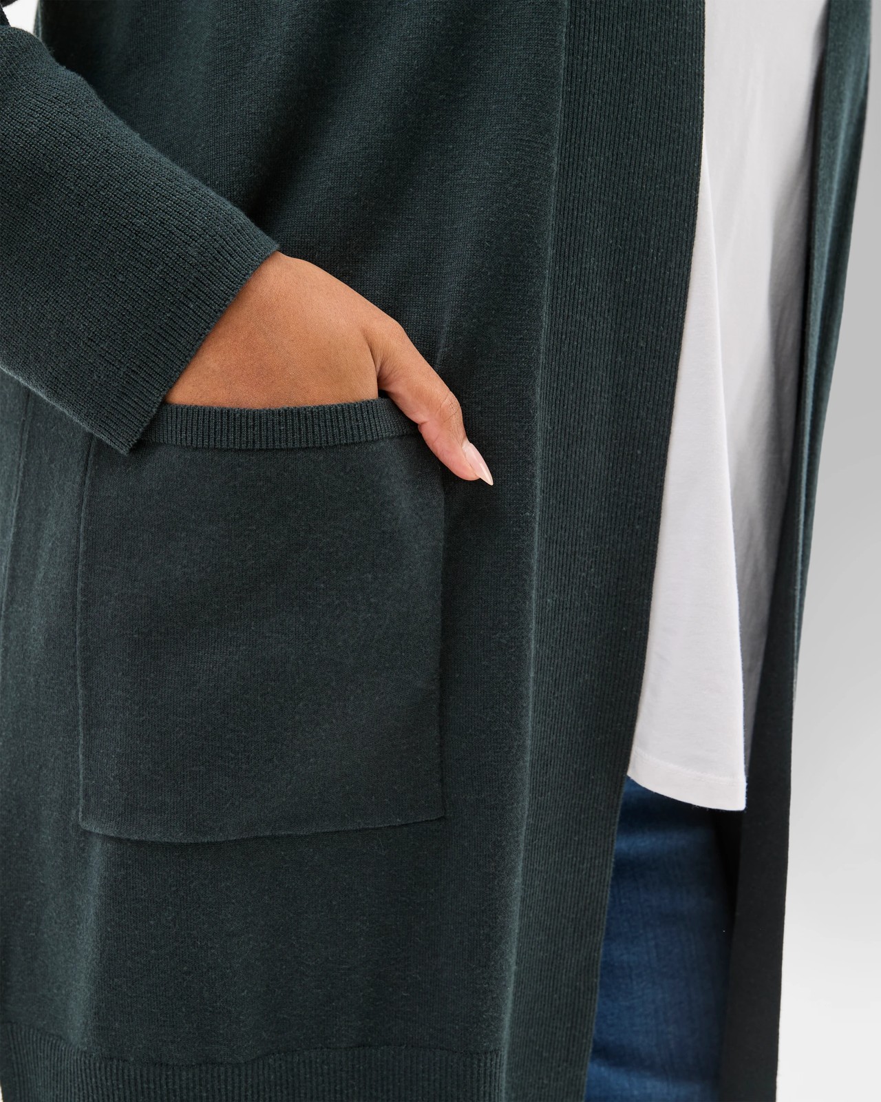 Plus Size Edge To Edge Rib Cardigan - Midnight Jade 5 of 5