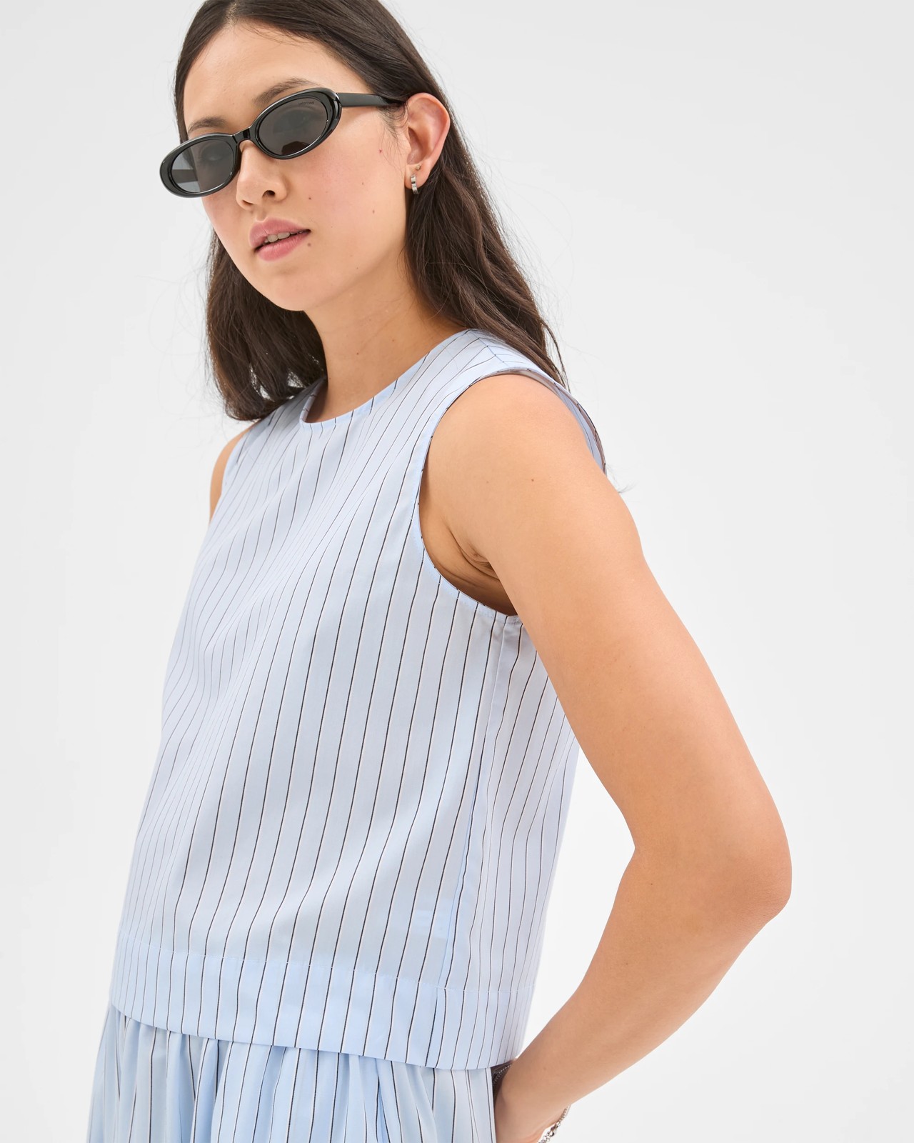 Preview Australian Cotton Sleeveless Tank Top - Blue / Stripe 4 of 6