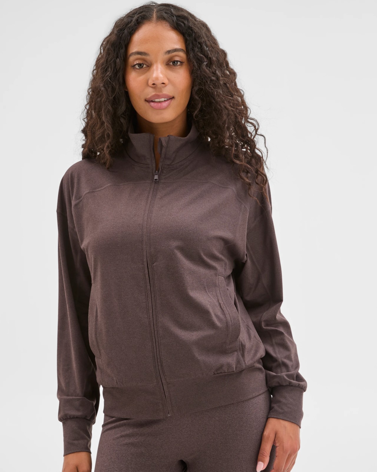 Active Studio Luxe Zip Through Jacket - Cocoa Marle 2 of 6