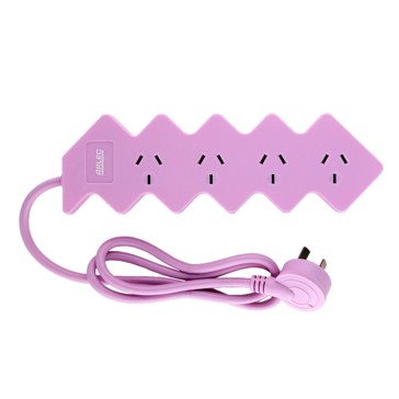 Arlec 4 Outlet Hexagon Overload Protected Powerboard - Pink