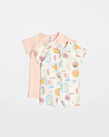 Baby Organic Cotton Zip Romper 2 Pack
