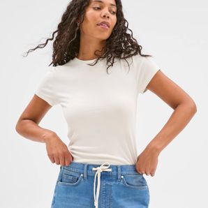 Tie Waist Knit Denim Shorts product image