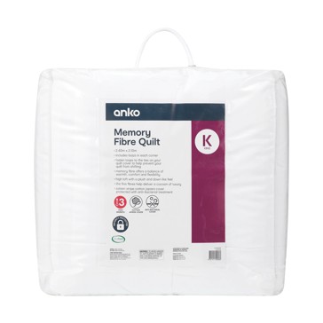 Anko Memory Fibre Quilt - King Bed, White