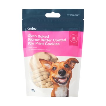 Pet Treat Paw Print Cookies Peanut Butter - Anko