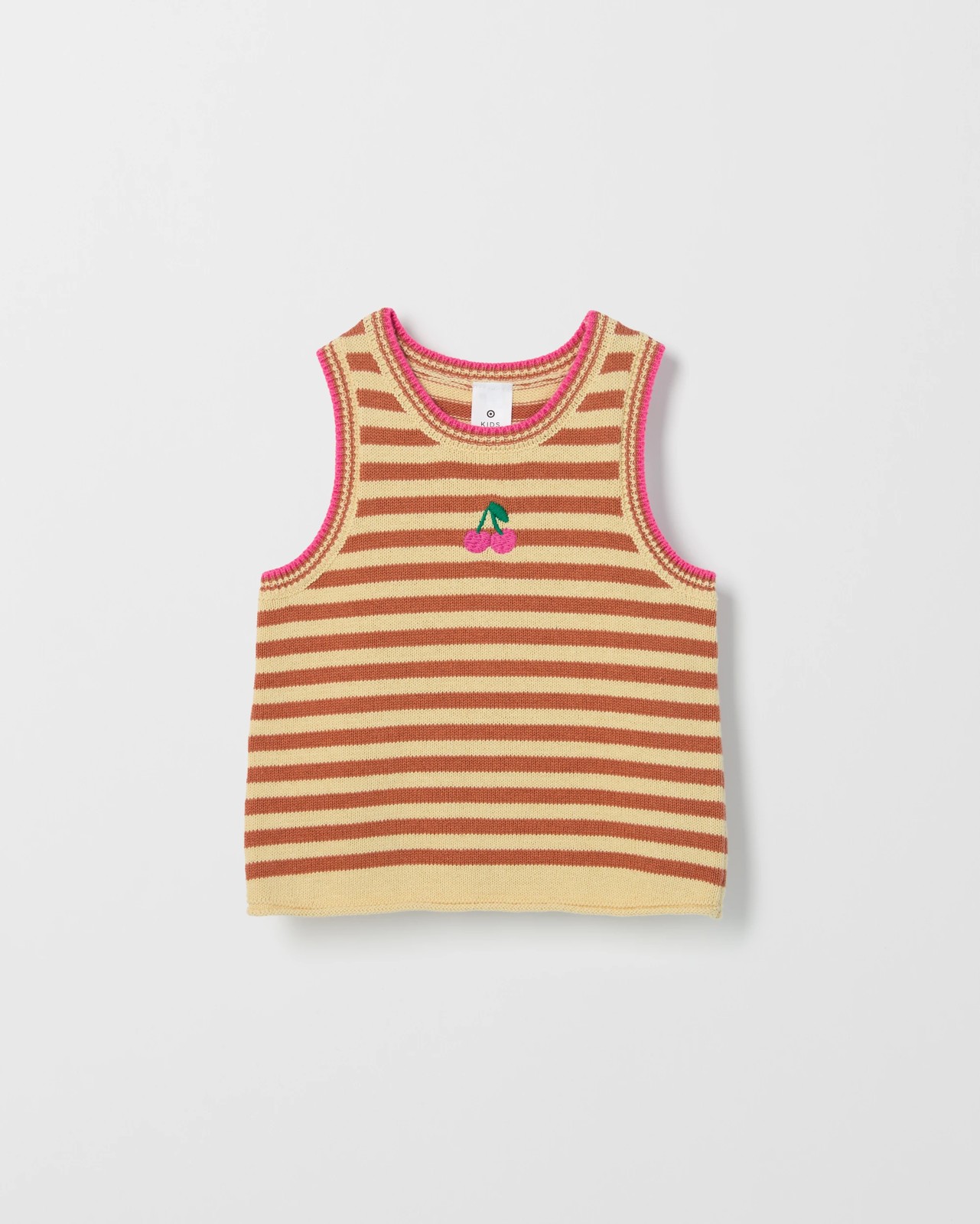 Australian Cotton Fashion Striped Crochet Knit Tank Top - Yellow / Orange 5 of 6