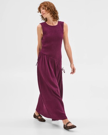 Australian Cotton Resort Woven Asymmetrical Midi Dress
