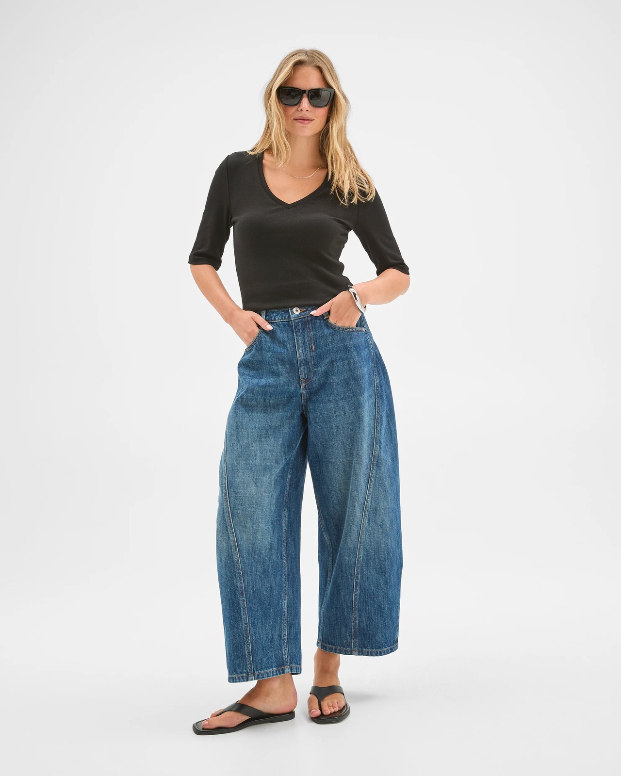 Lily Loves Crop Horseshoe Leg Denim Jeans 2 of 5