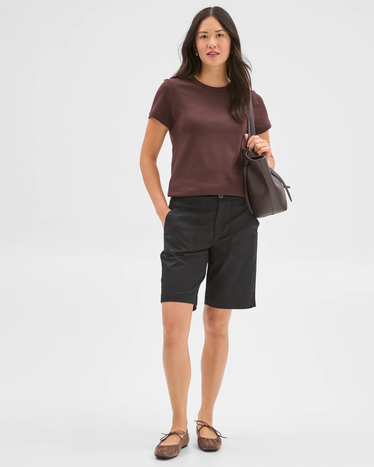 Australian Cotton Blend Rib Waist Shorts - Black 2 of 5