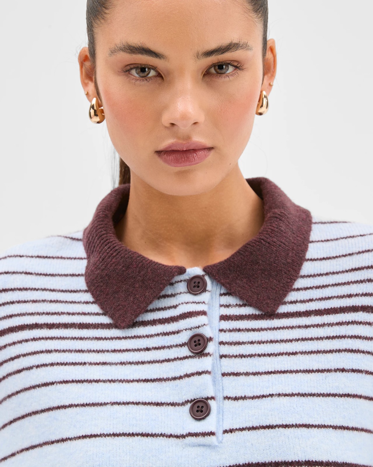 Lily Loves Long Sleeve Striped Polo Top - Blue / Stripe 6 of 6