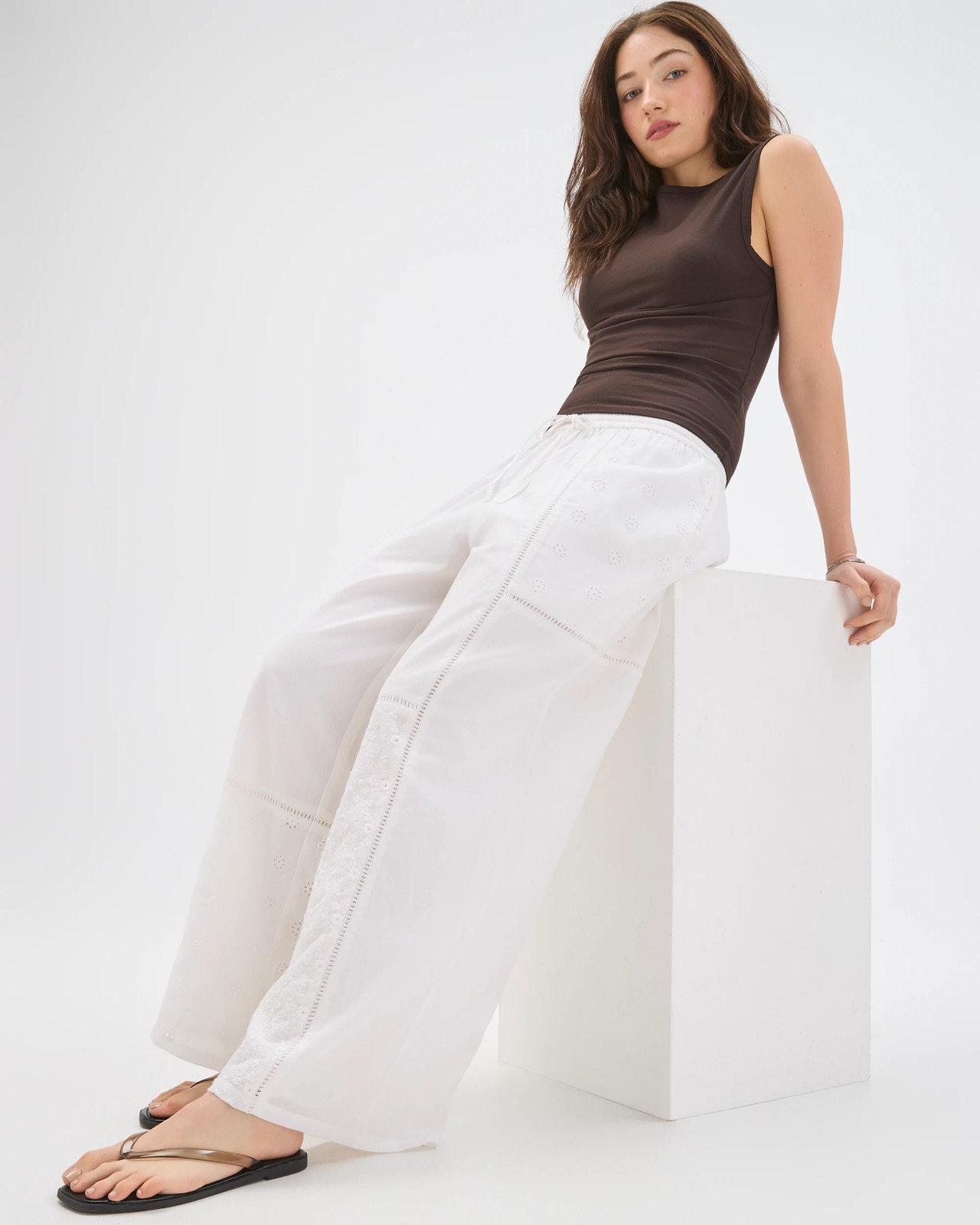Lily Loves Cotton Embroidered Patch Detail Pants 2 of 6