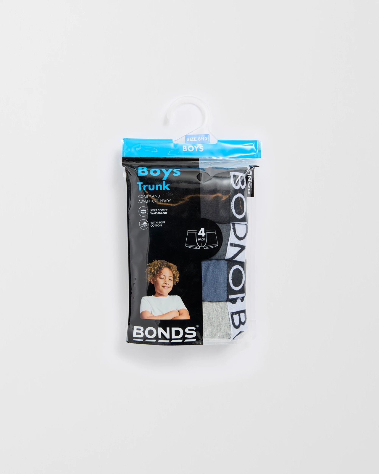Bonds Older Boys Trunks 4 Pack - UWCD4A_KGY Black Grey Scale 2 of 2