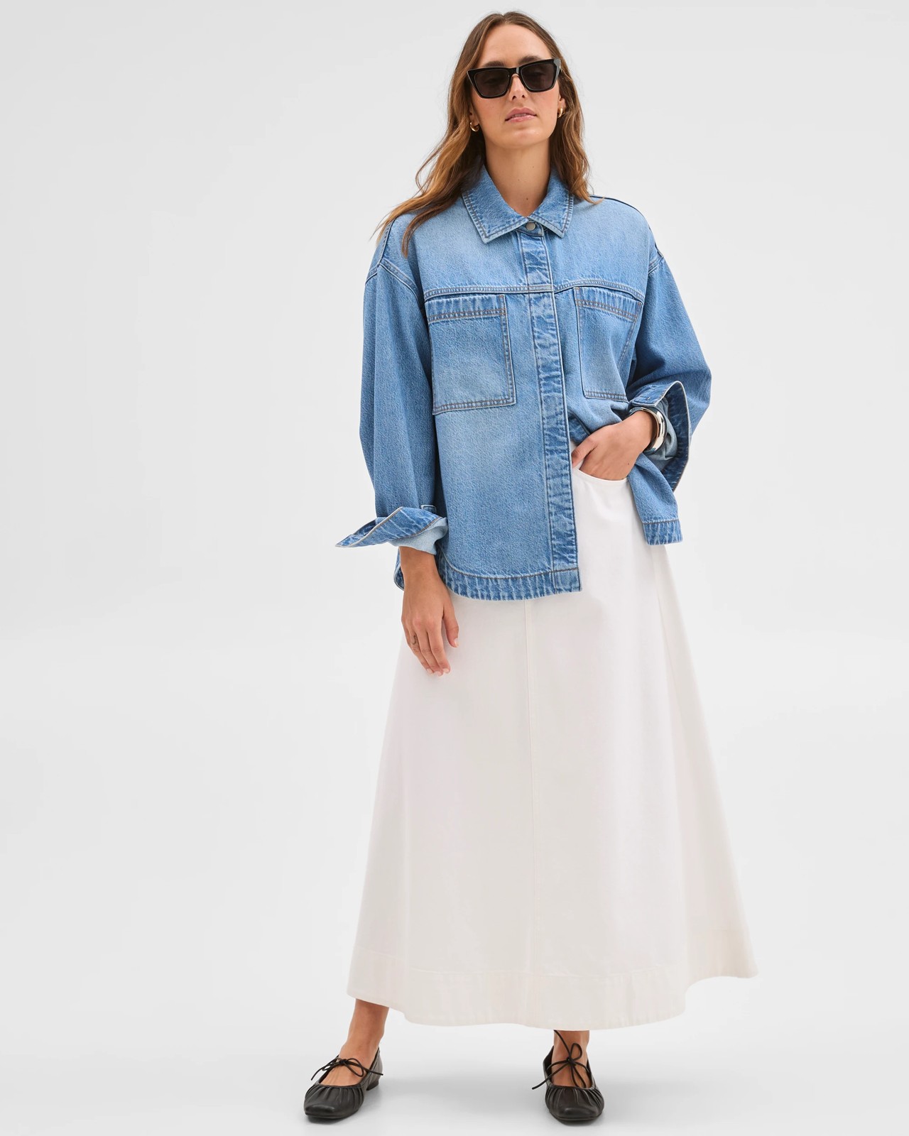 Patch Pocket Denim Shacket 2 of 6