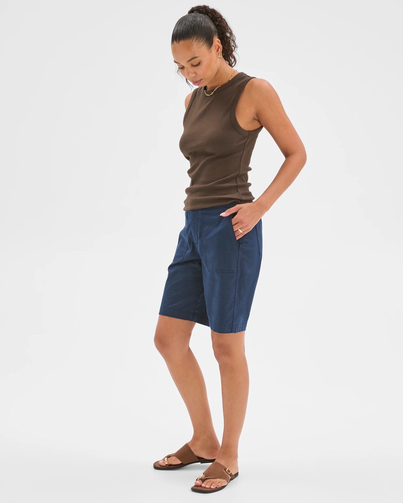 Rib Waist Shorts - Navy 5 of 6
