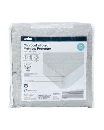 Anko Charcoal Infused Mattress Protector - Double Bed - Grey