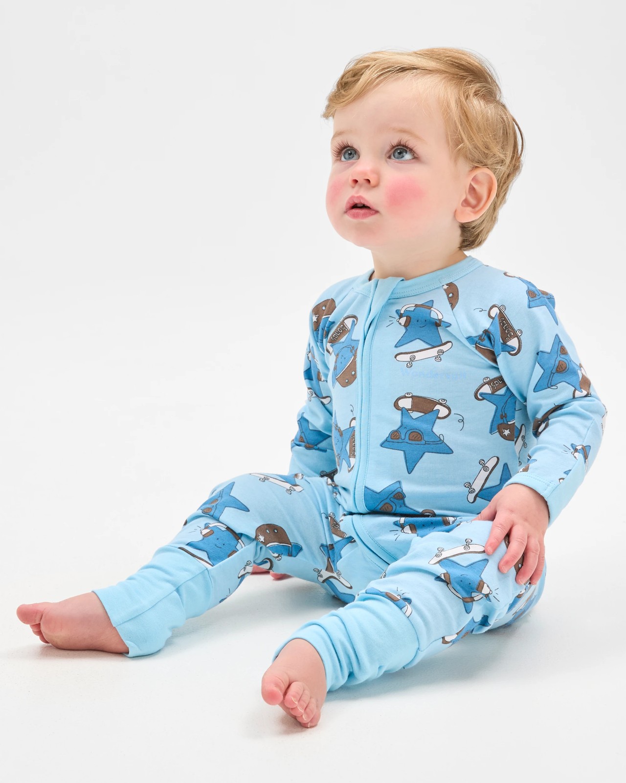 Bonds Baby Print Zip Wondersuit Coverall - Pale Blue Skater Dude 2 of 5