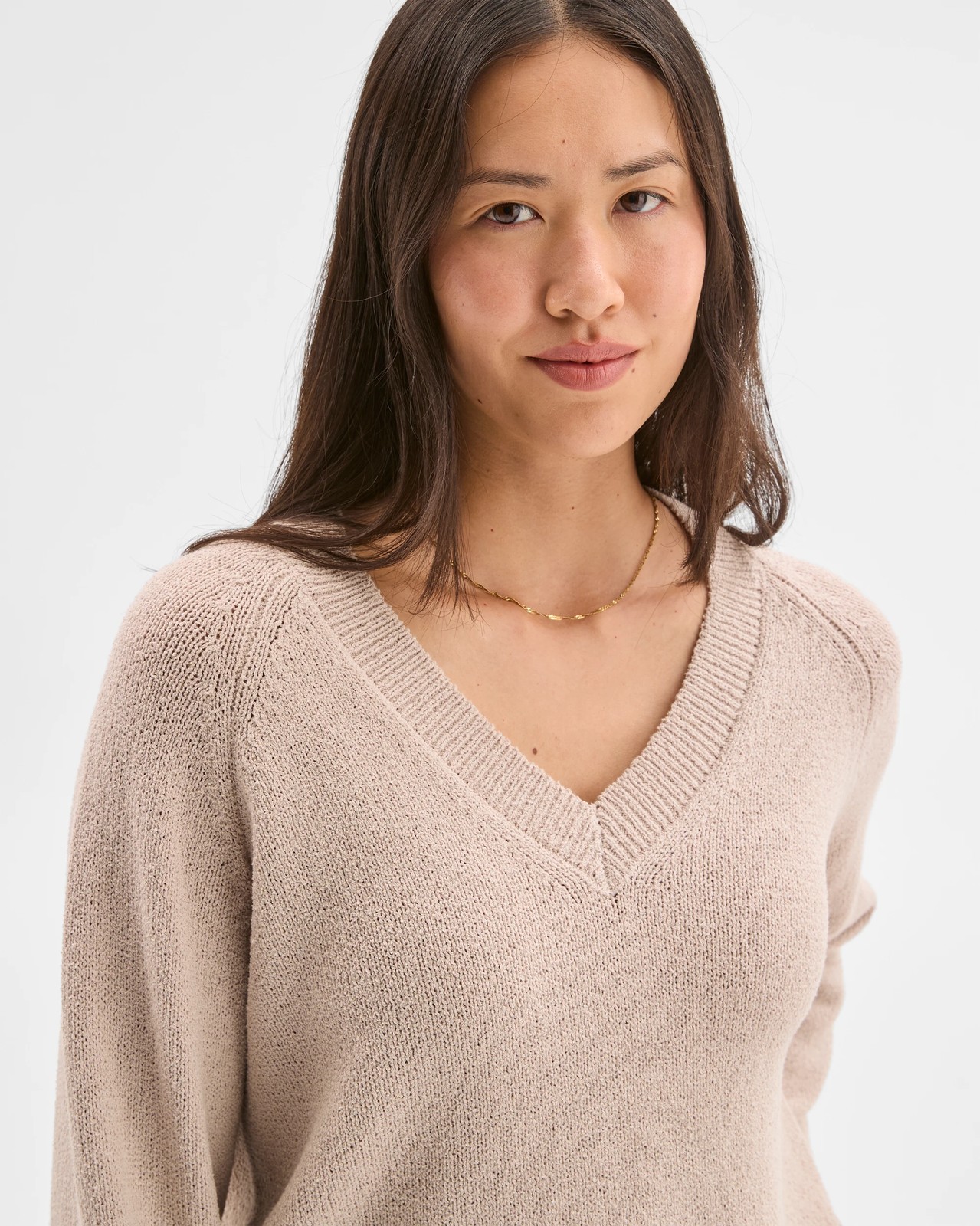 Australian Cotton Blend Boucle V-Neck Jumper 3 of 5