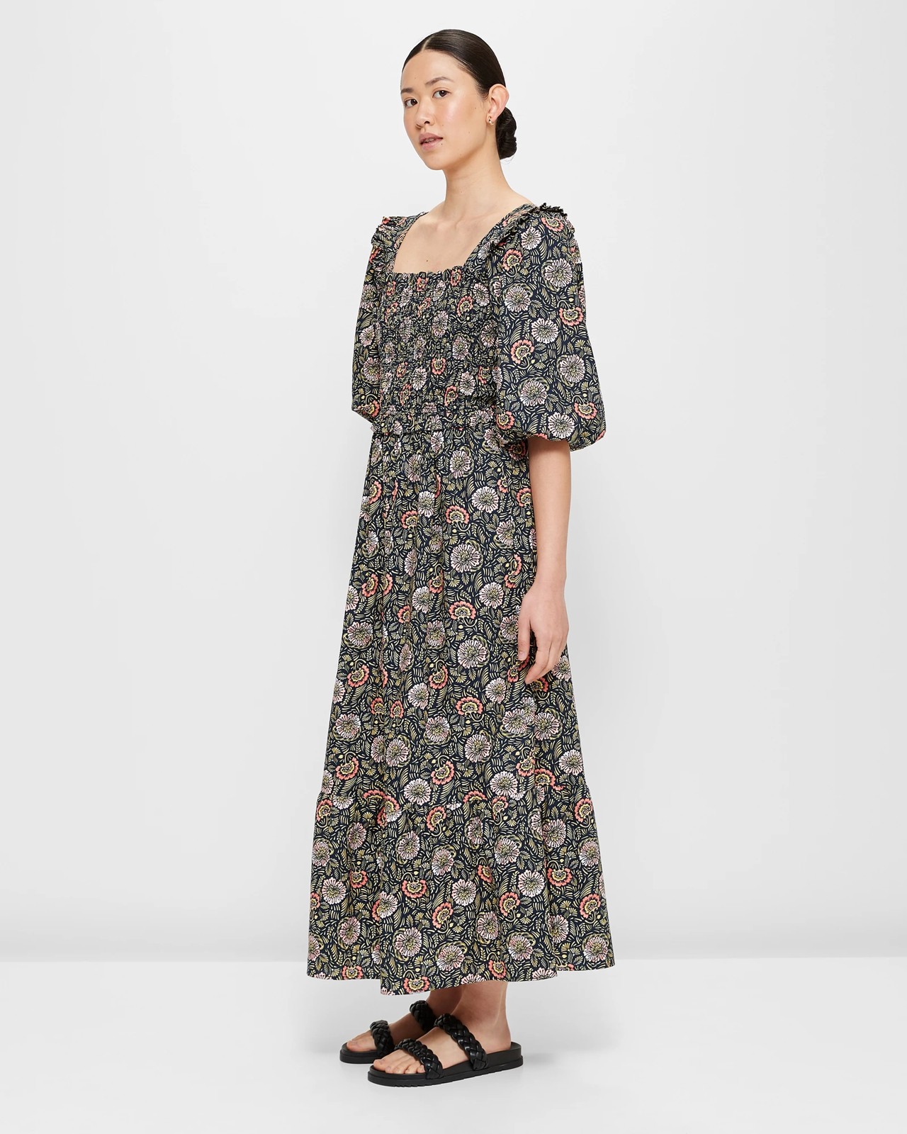 Shirred Puff Sleeve Midi Dress - Preview | Target Australia