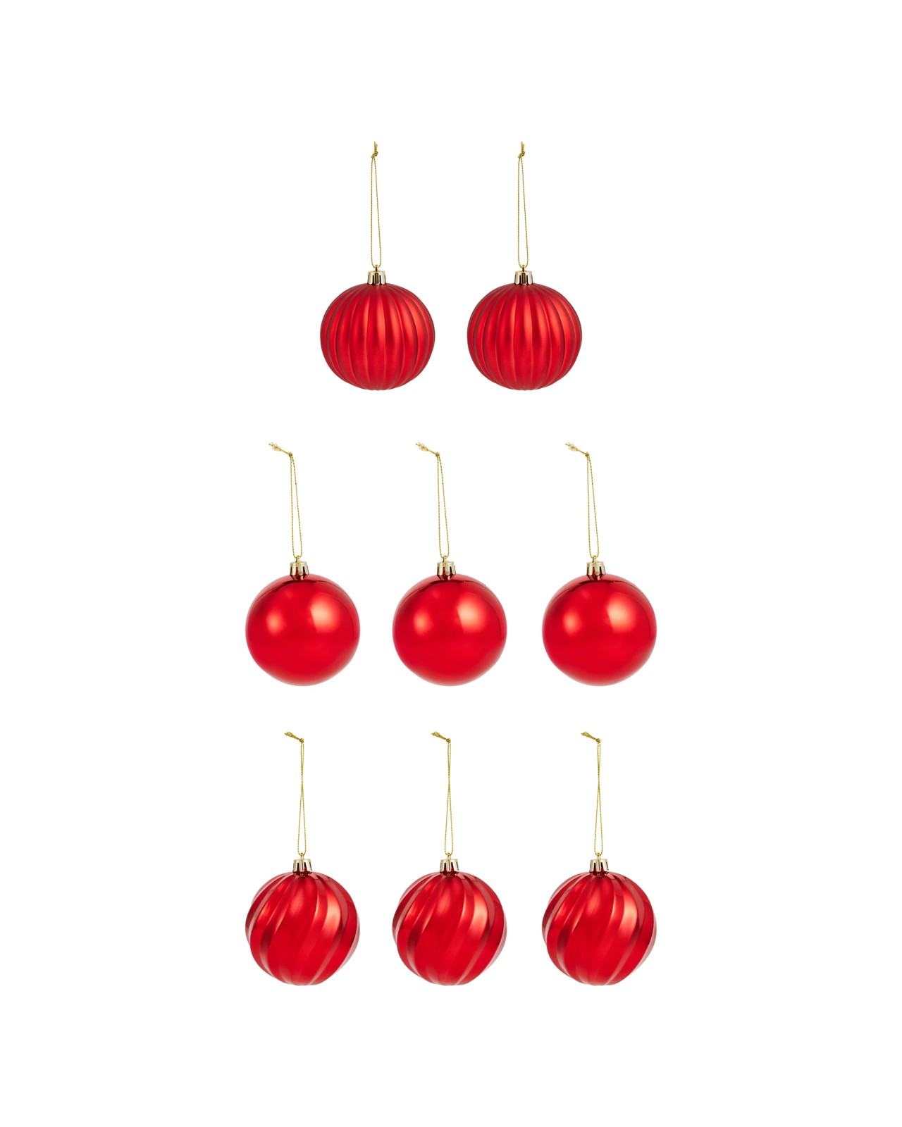 Anko 8 Pack of 8cm Red Baubles 2 of 6