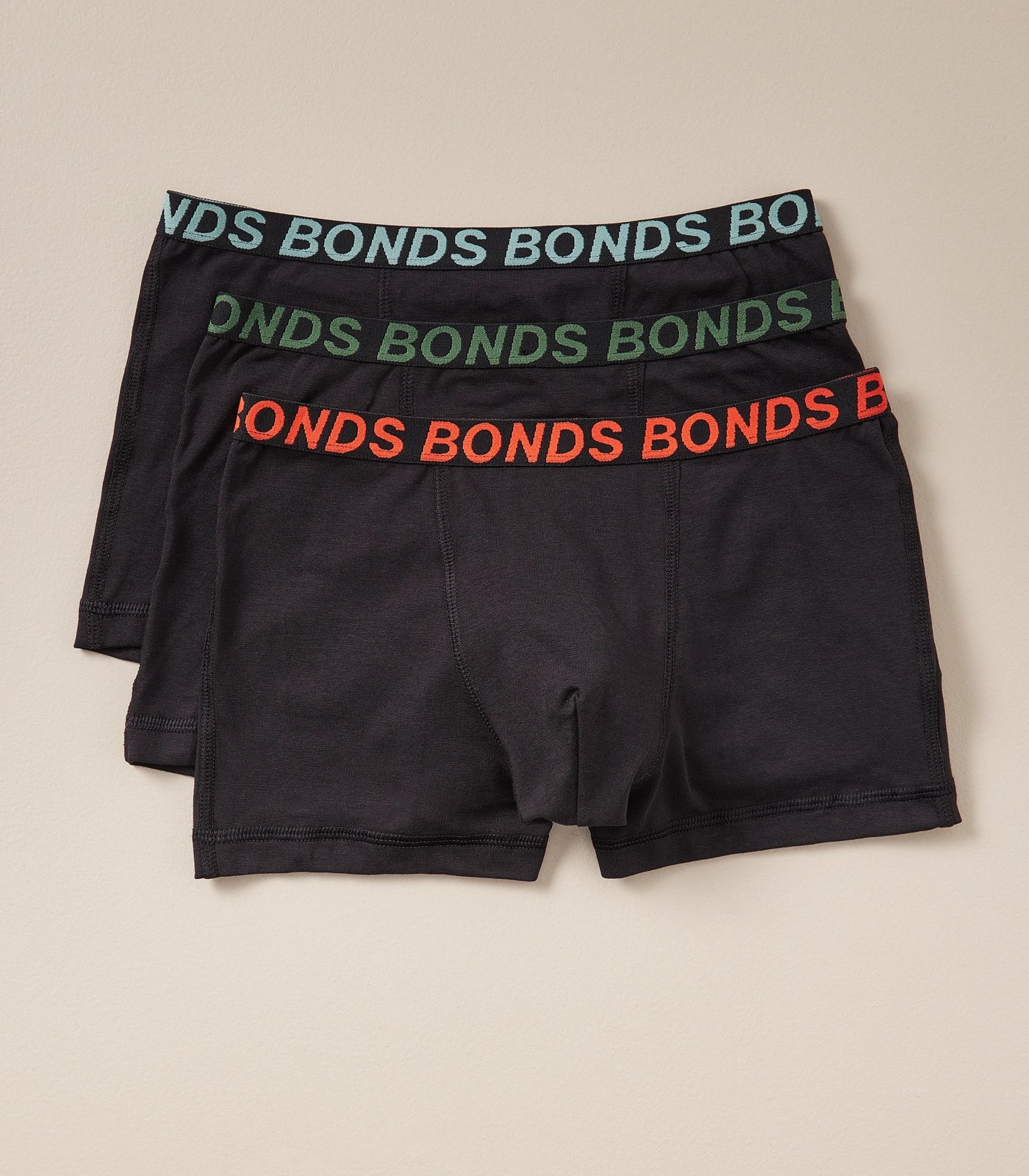 3 Pack Bonds Boys Sports Trunks - Black