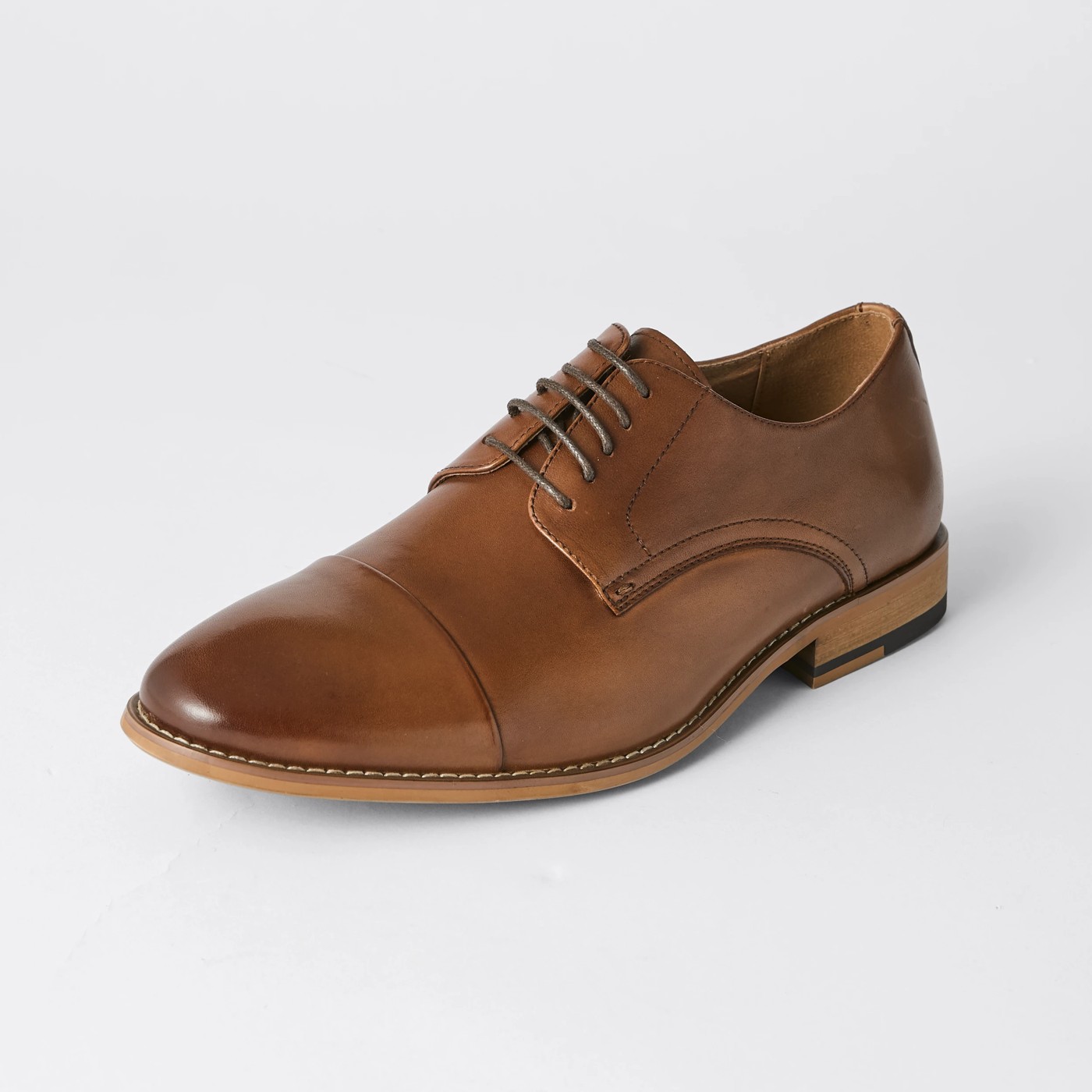 Brighton Derby Lace Up Leather Dress Shoes - Tan 4 of 4