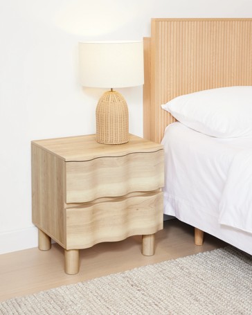 Anko Ripple 2 Drawer Bedside Table - Light Oak