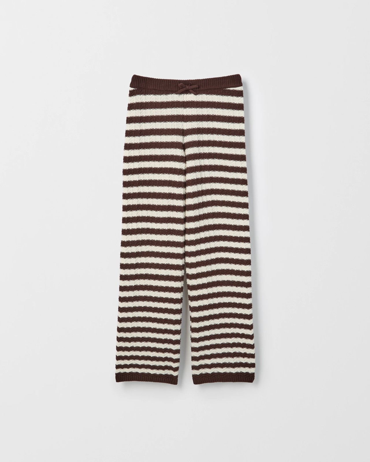 Australian Cotton Crochet Wide Leg Pants - Stripe Chocolate 5 of 6