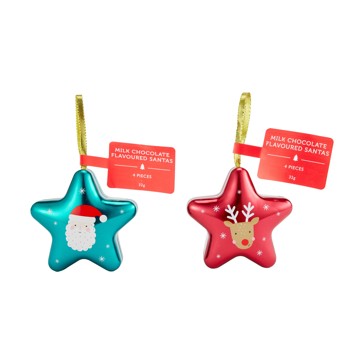 4 Piece Milk Chocolate Flavoured Santas 32g - Assorted