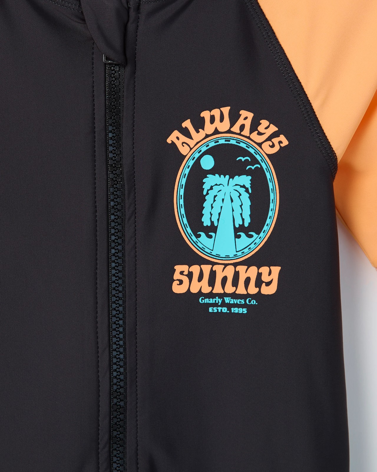 Short Sleeve Swim Onesuit - Charcoal / Orange 2 of 2