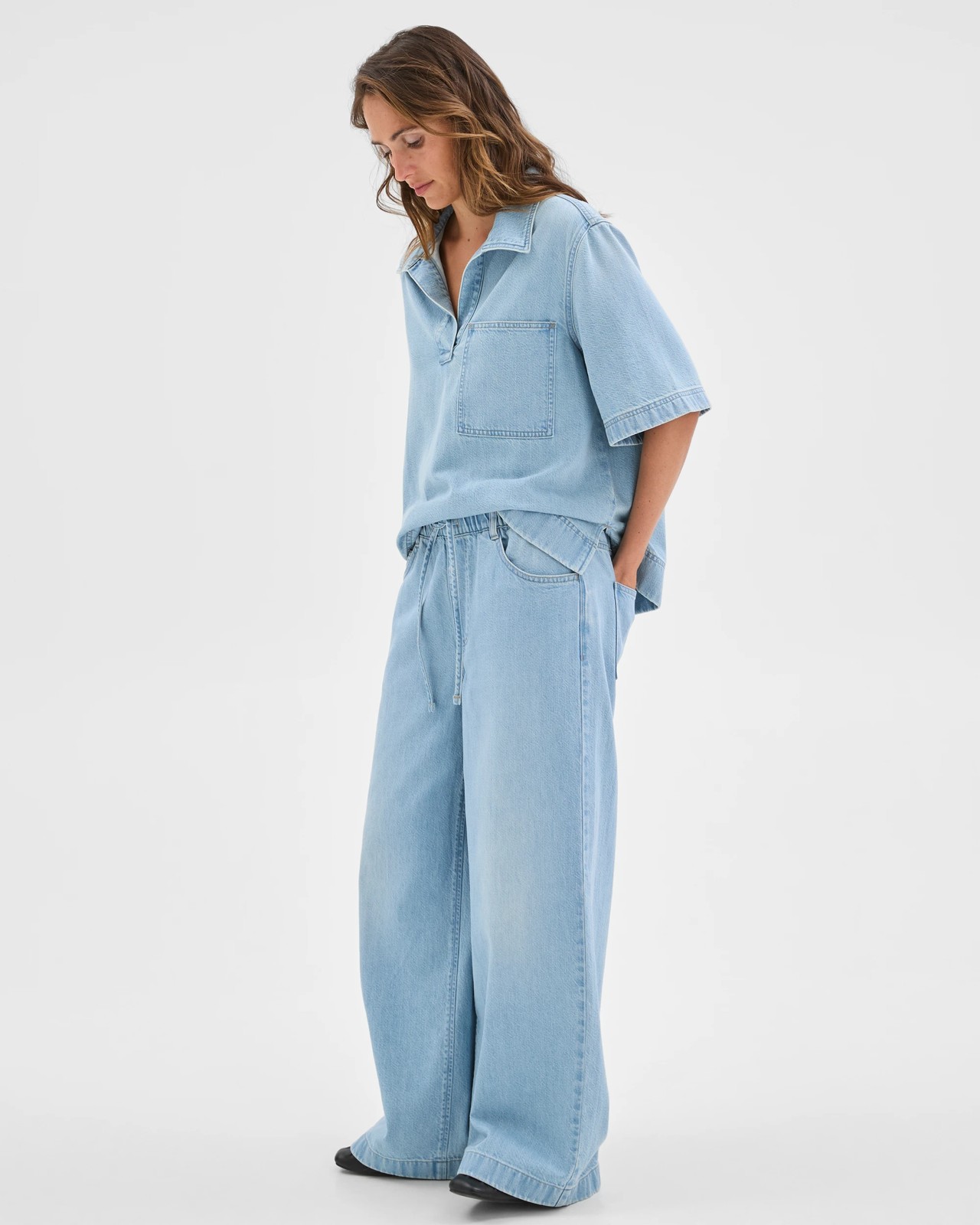 Airloom Pull On Wide Leg Denim Jeans 2 of 6