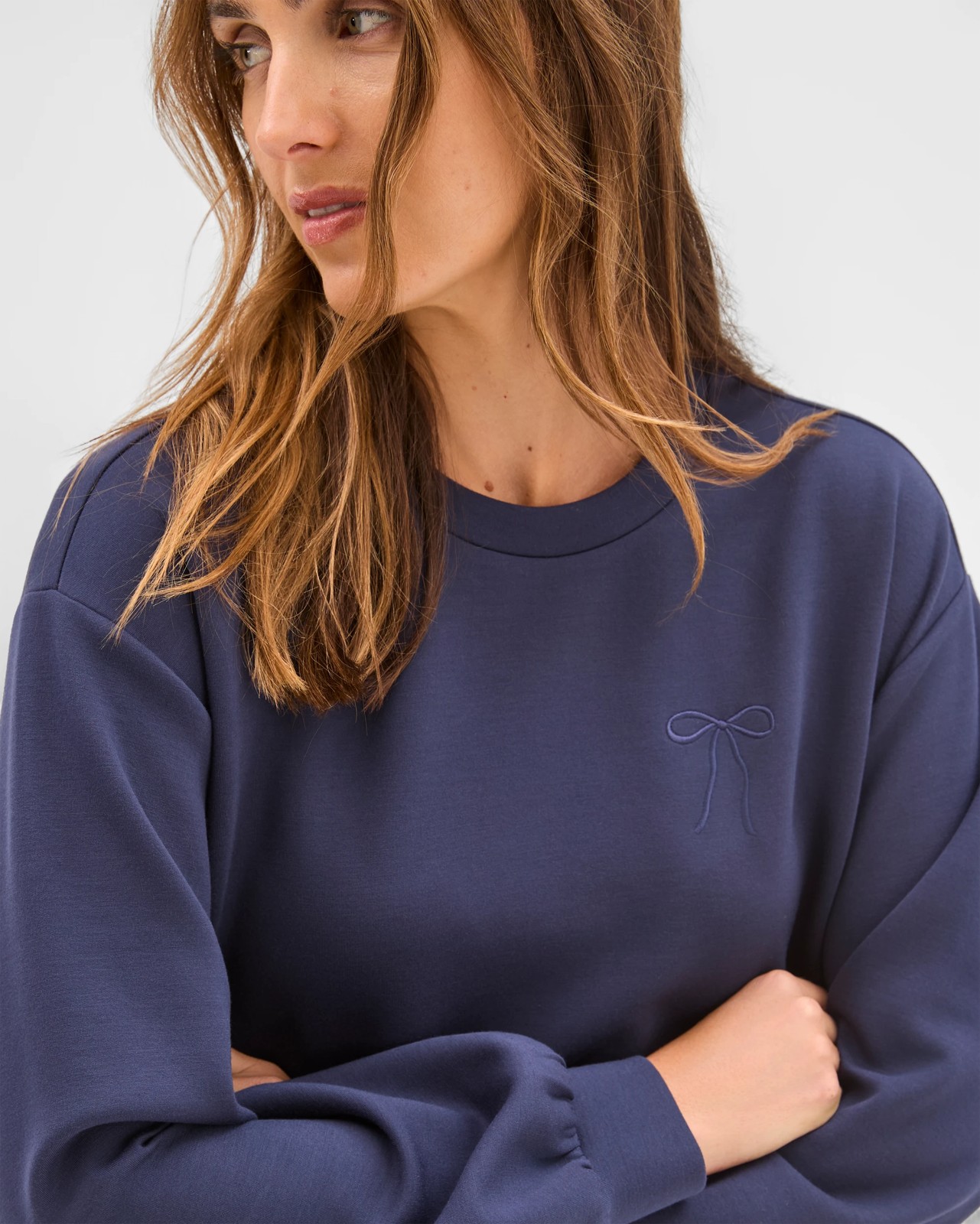 Long Sleeve Crew Sleep Sweatshirt - Navy 5 of 5