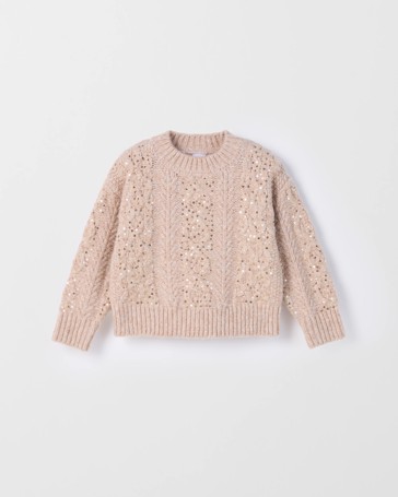 Sequin Cable Knit Sweater