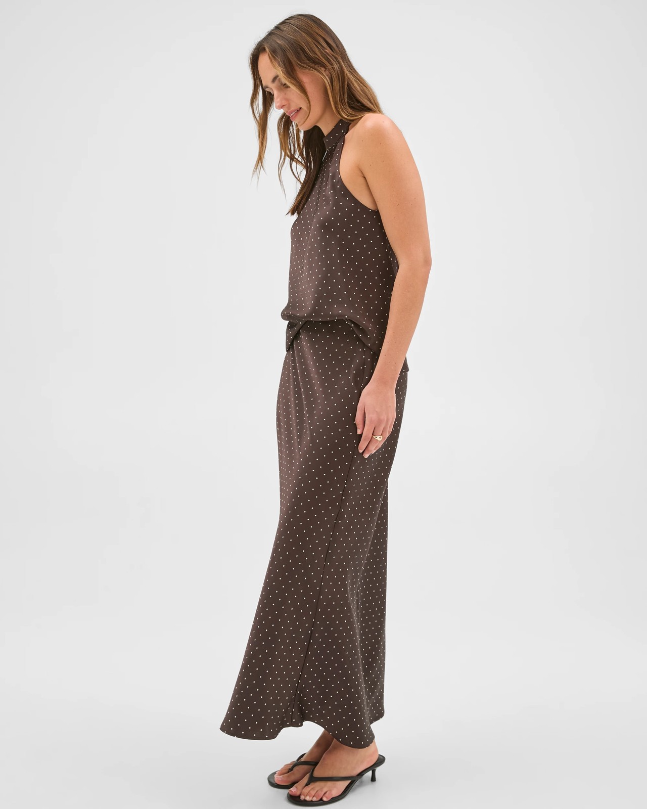 Preview Satin Bias Cut Midi Skirt  - Coffee Bean Spot 5 of 6