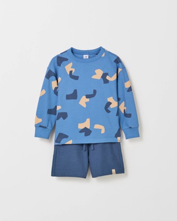 Australian Cotton Textured Fleece Crew Top and Short Set