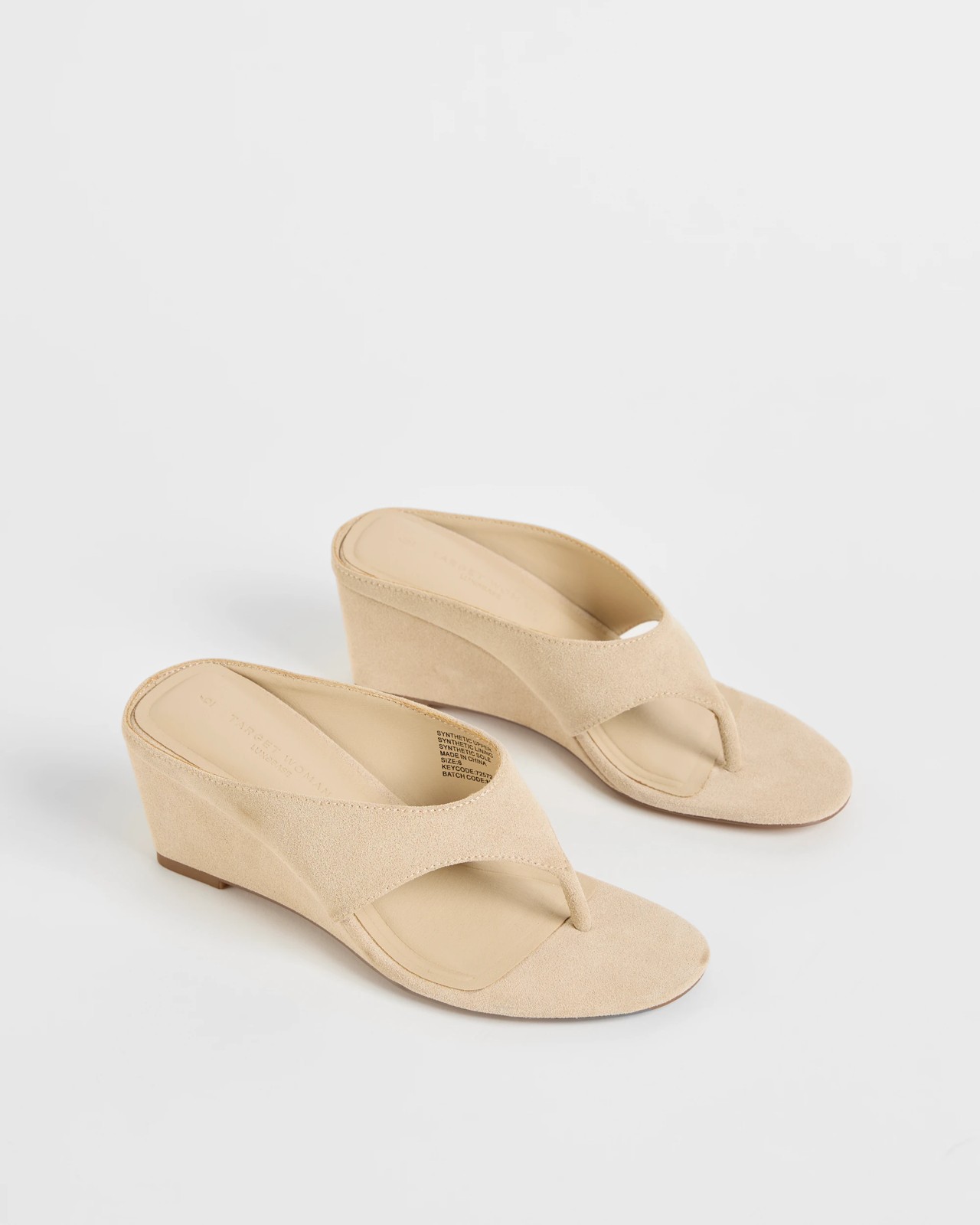 Wedge Heel Thong Sandals - Taupe 2 of 3