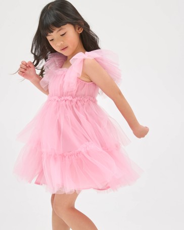 Ruffle Sleeve Occasion Tulle Dress