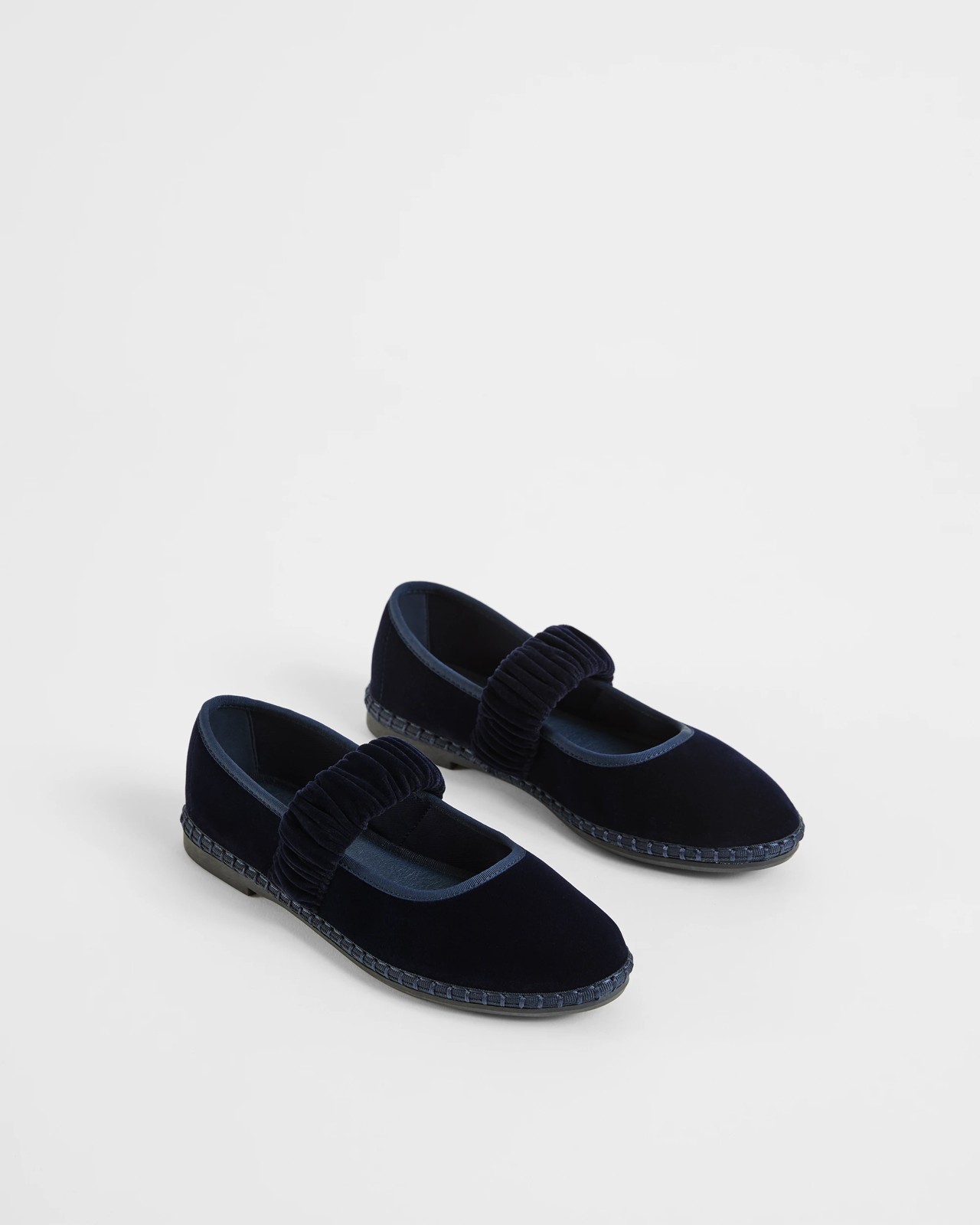Velvet Mary Jane Ballet Flats - Suzette - Navy 2 of 3
