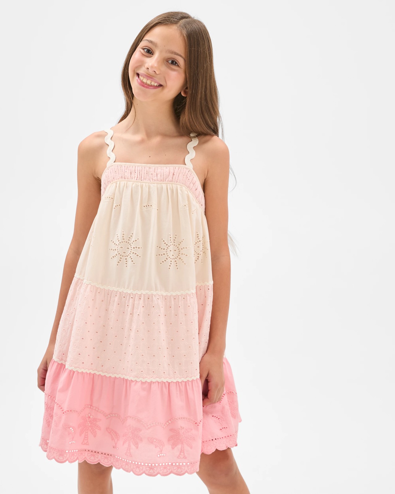 Cotton Woven Tiered Broderie Dress 3 of 6