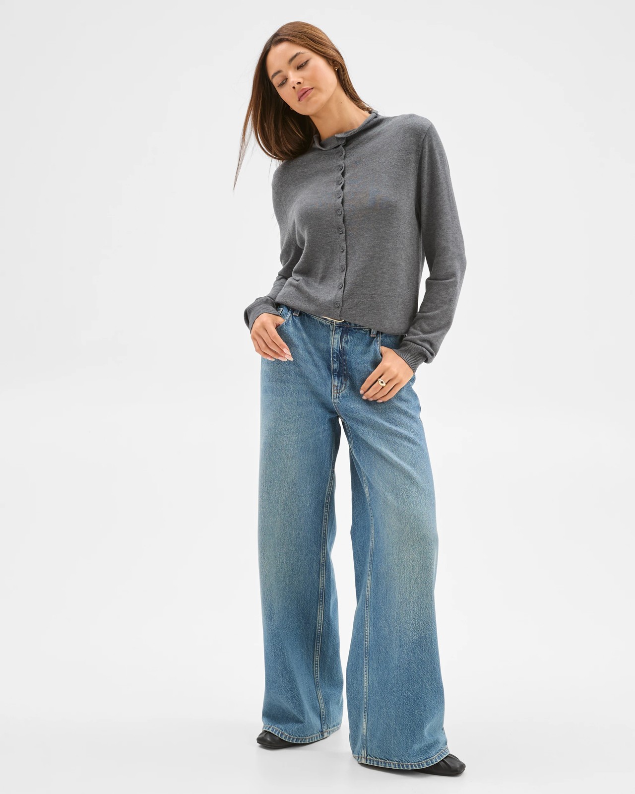 Lily Loves High Neck Cardigan - Shadow Marle 2 of 6