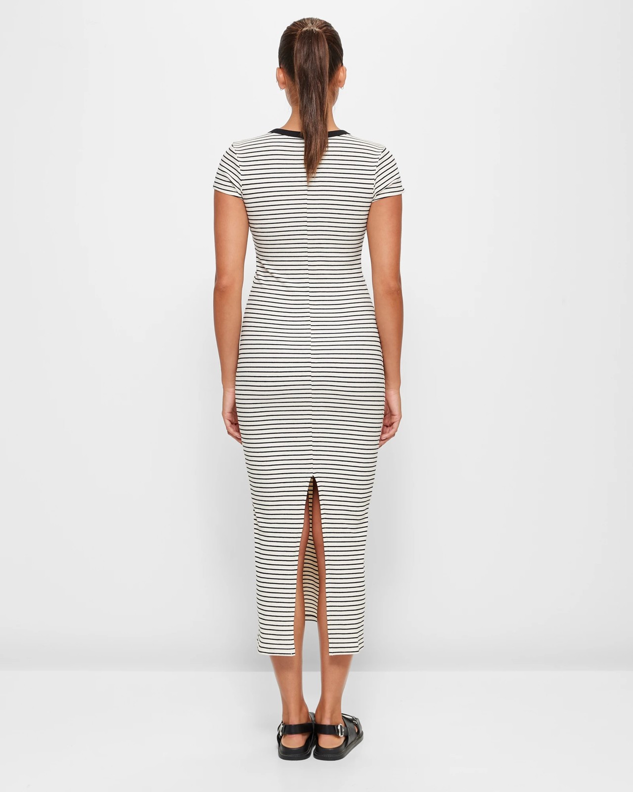 Australian Cotton Rib Racer Midi Dress - Lily Loves - Oatmeal marle