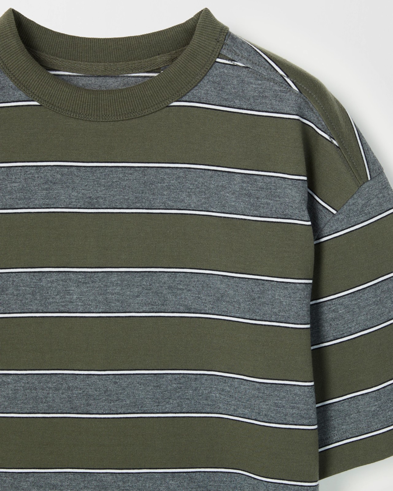 Australian Cotton Oversized Striped T-Shirt - Green 6 of 6
