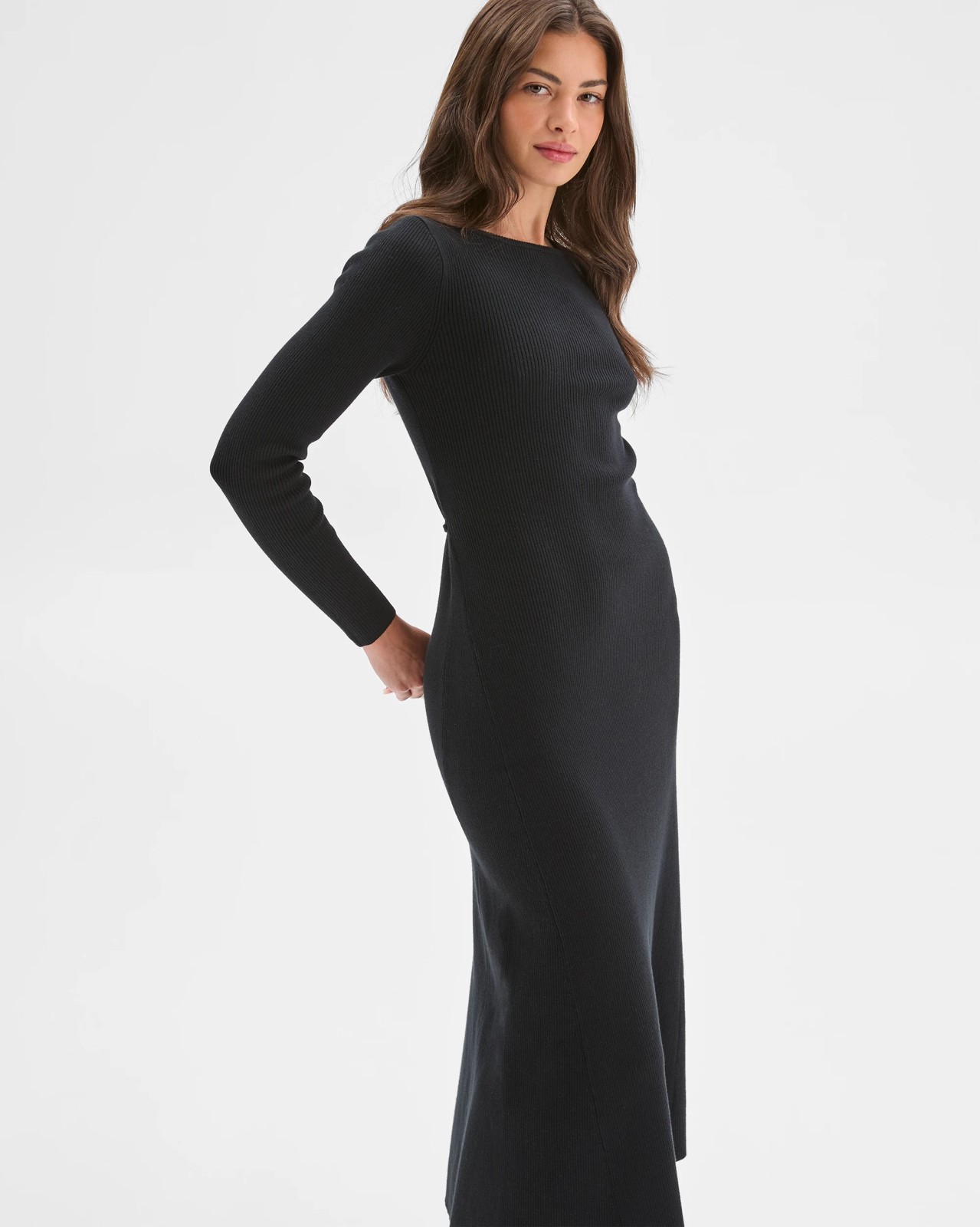 Petites Long Sleeve Knit Midi Dress 5 of 5