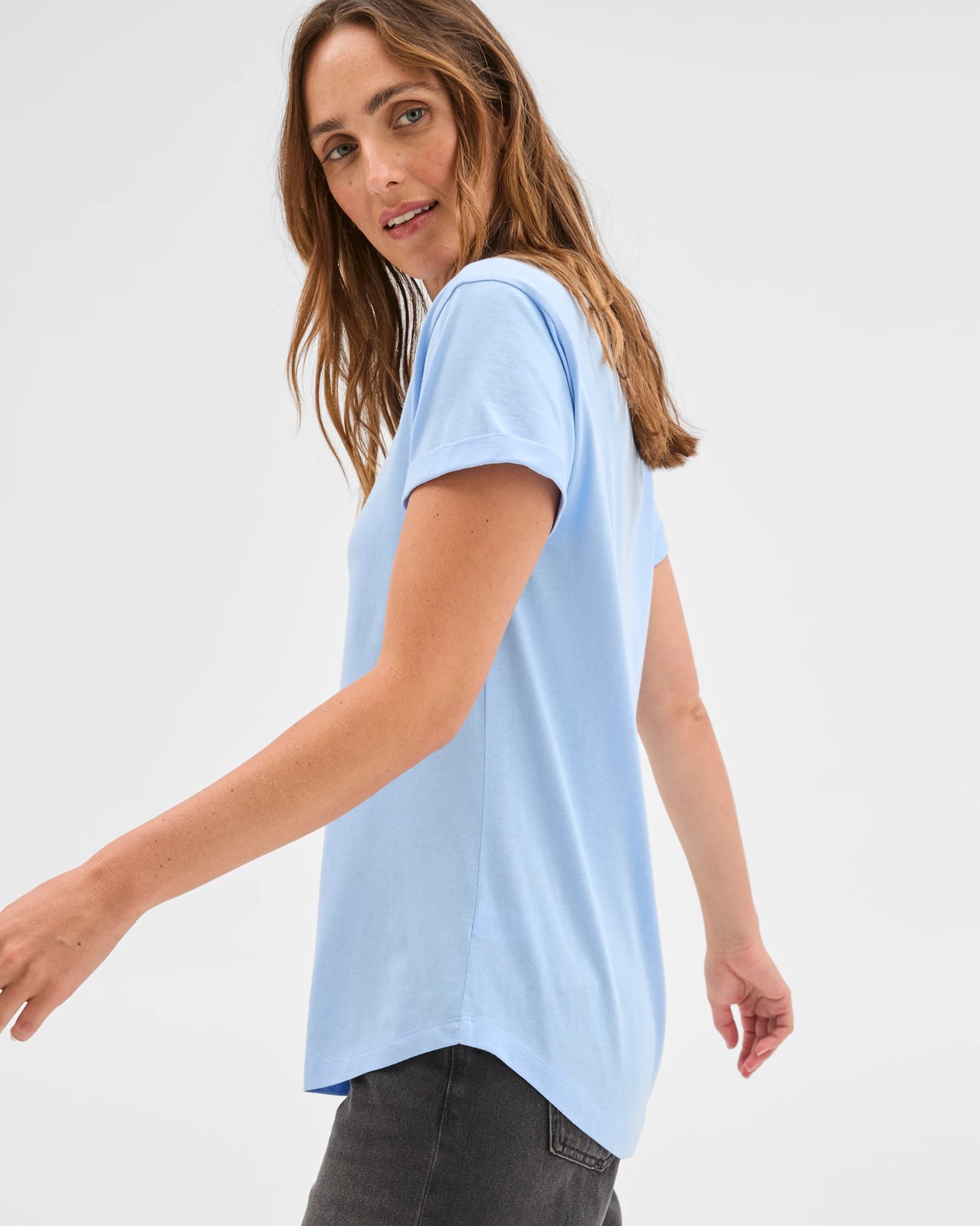 Cotton/Modal Relaxed Crew T-Shirt - Open Air 4 of 6