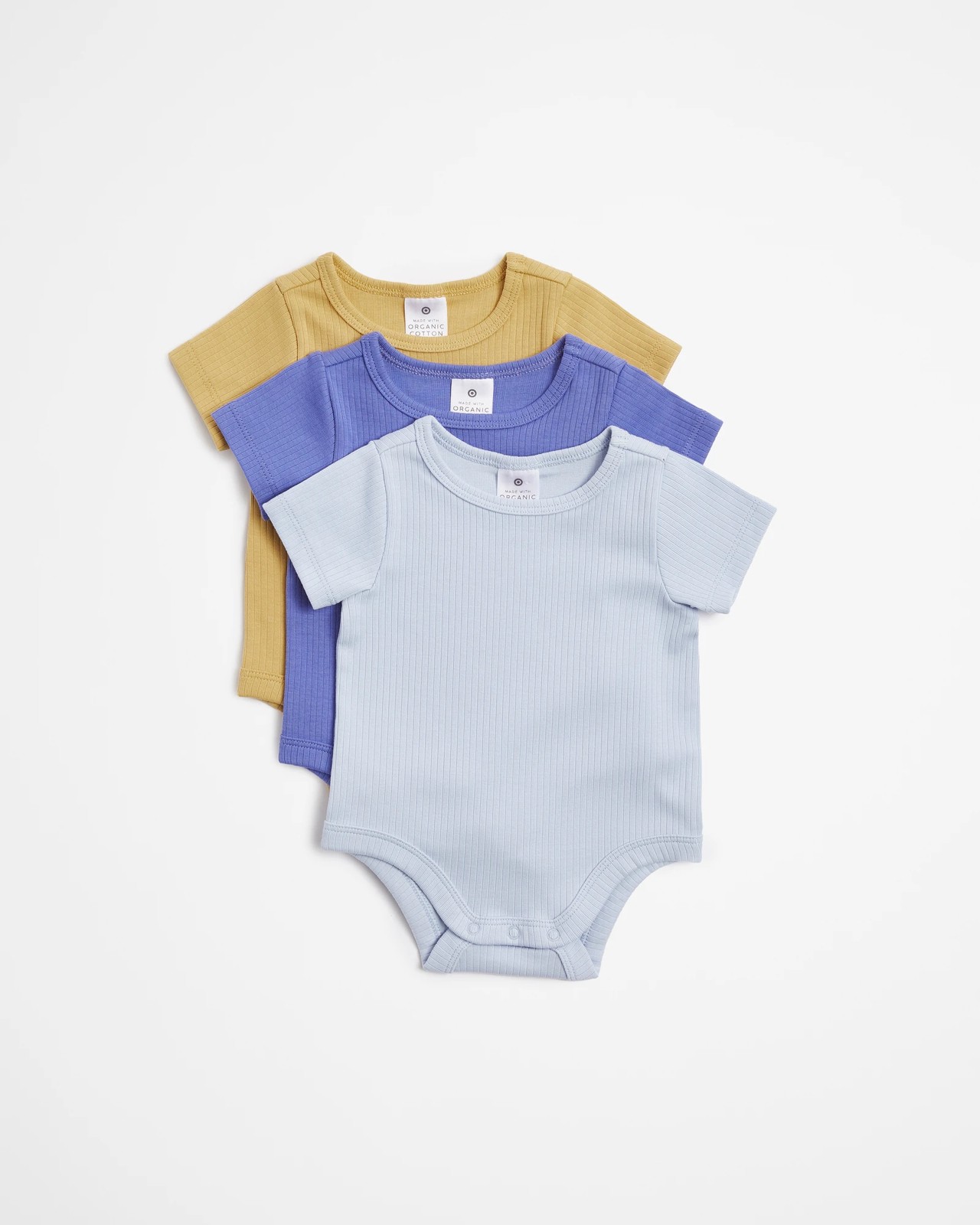 Baby Organic Cotton Rib Bodysuits 3 Pack