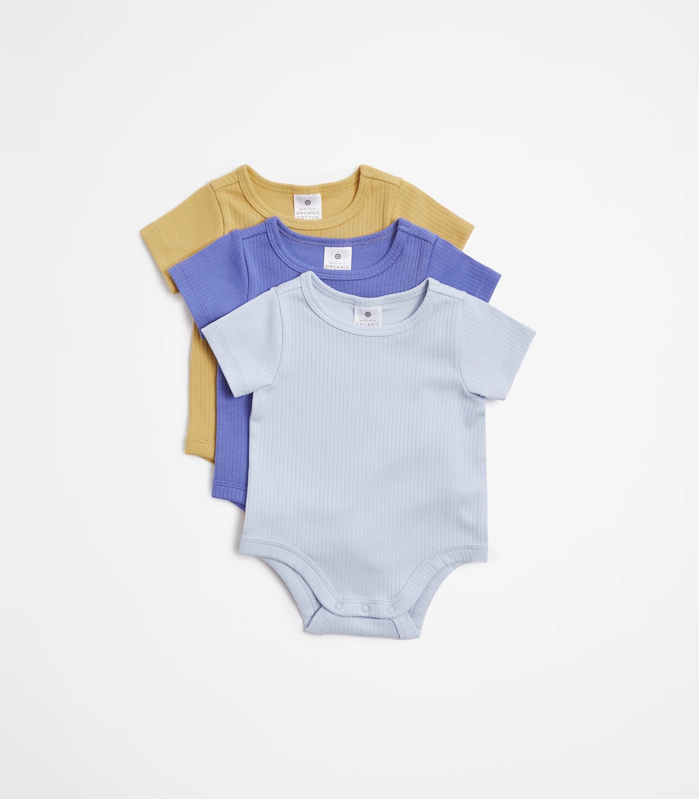 Baby Organic Cotton Rib Bodysuits 3 Pack