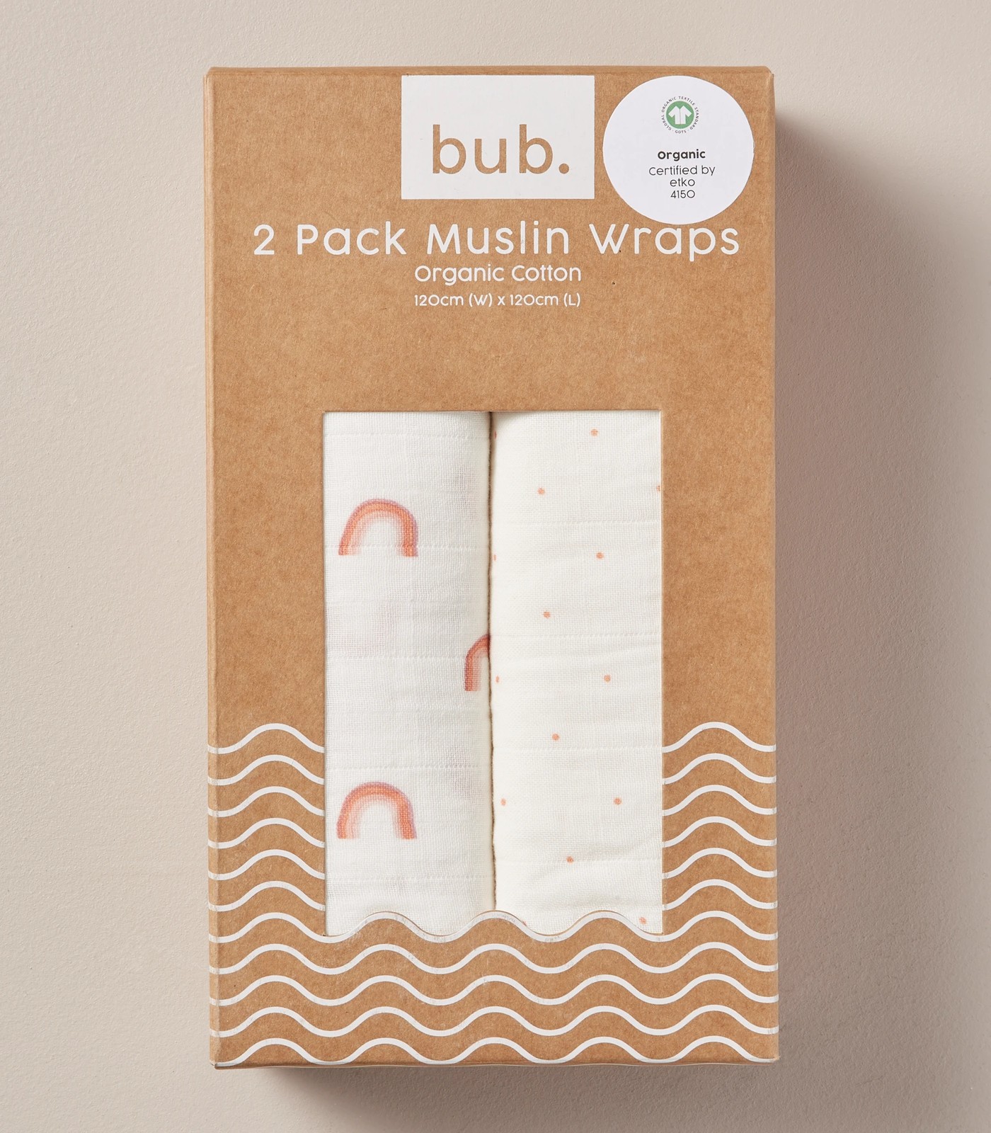 2 Pack bub. Organic Cotton Muslin Wraps