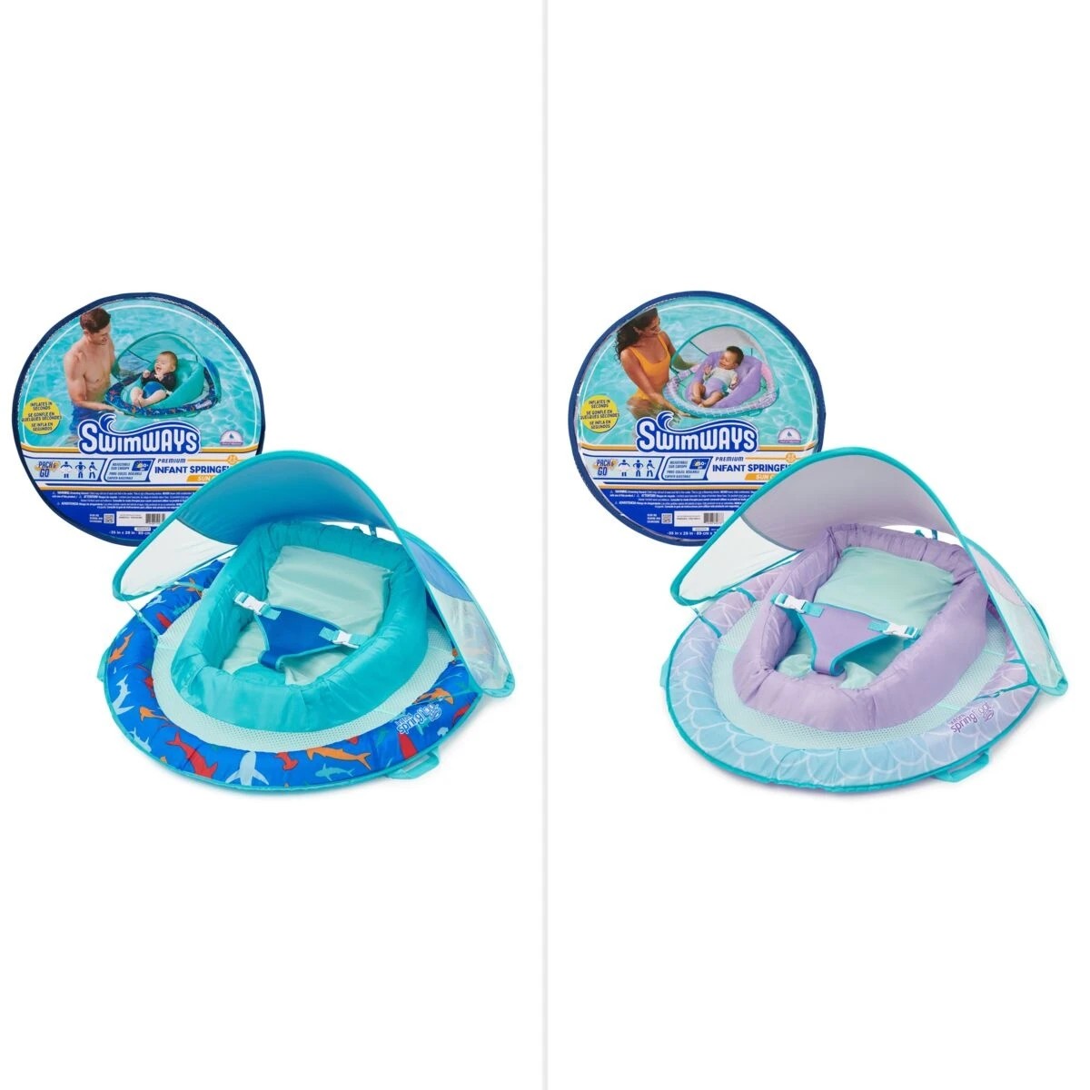 NEW SwimWays Step 1 Infant Baby Spring store Float w/Canopy 3-9Mos 50+UPF