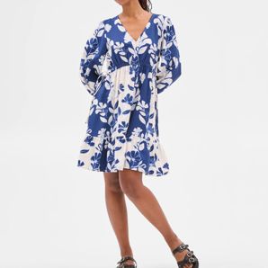 Petites Long Sleeve Textured Mini Dress thumbnail 2