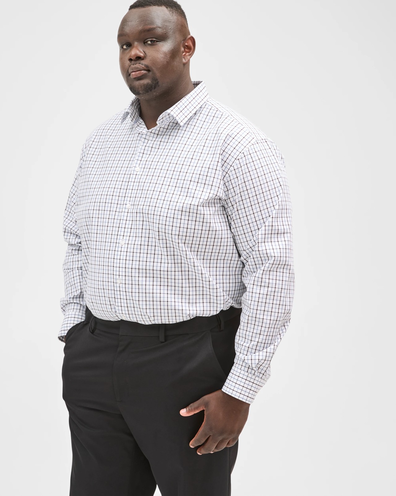 Plus Size Tattersal Check Business Shirt 4 of 6