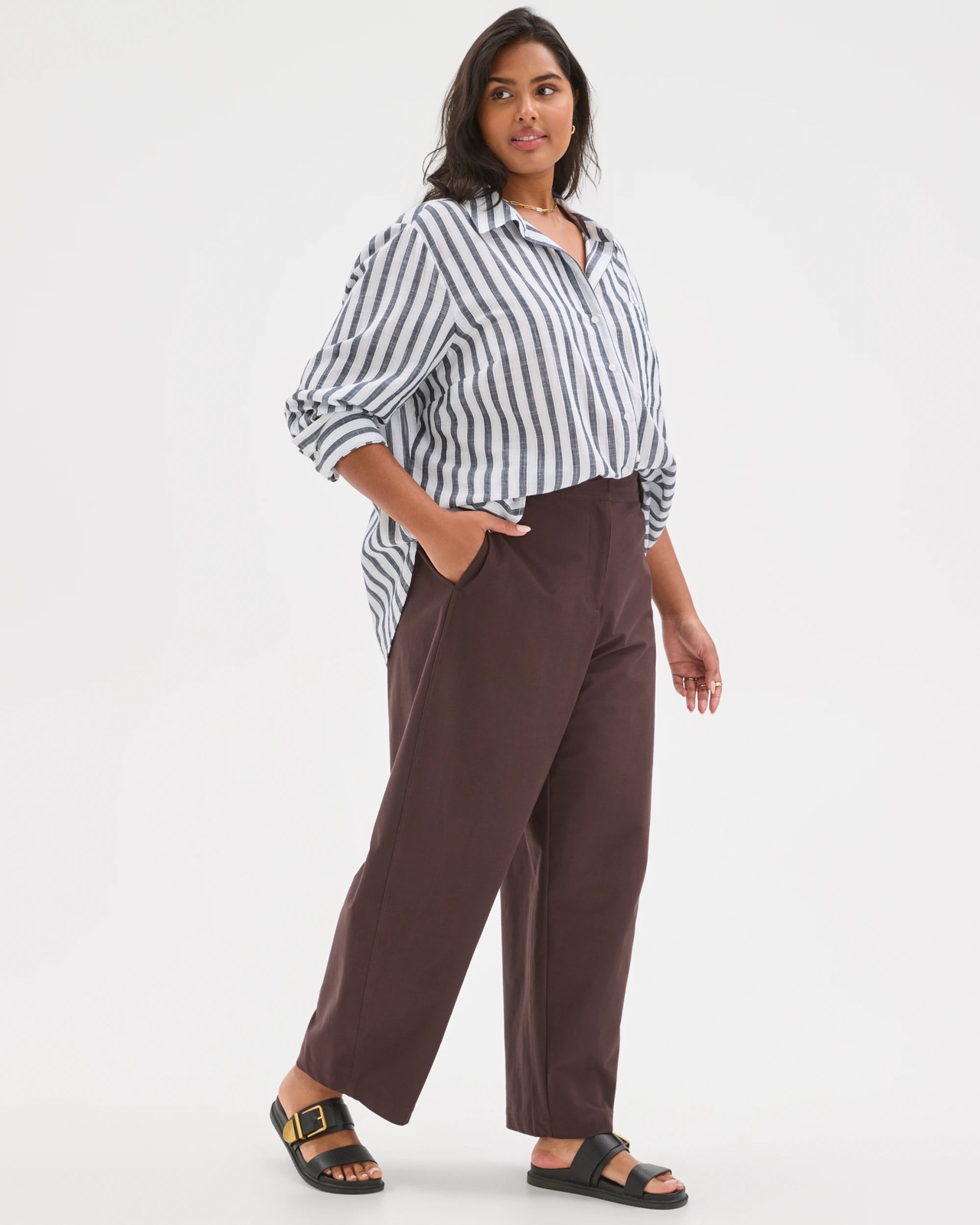 Plus Size Forward Seam Barrel Leg Pants 2 of 5